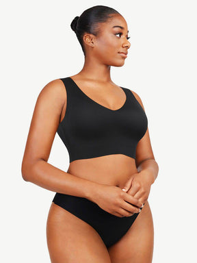 Fitted V-Neck Seamless Bra Tank Top - EliteShapeWear