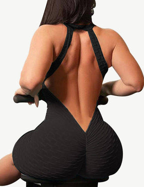 Green Short Sports Tight Jumpsuit Backless Classic - EliteShapeWear