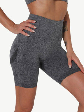 High Waist Solid Color Yoga Shorts Contouring Sensation - EliteShapeWear