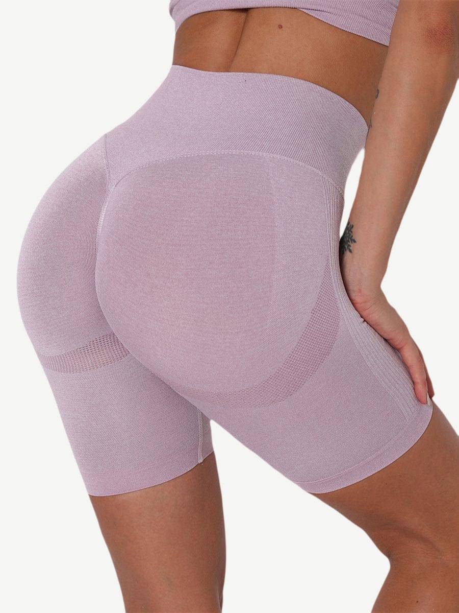 High Waist Solid Color Yoga Shorts Contouring Sensation - EliteShapeWear