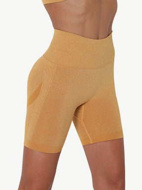 High Waist Solid Color Yoga Shorts Contouring Sensation - EliteShapeWear