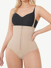 High-Waist Bodysuit Thong Panty Shapewear with Straps Plus Size - EliteShapeWear