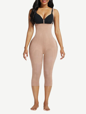 Black Plus Size Full Body Shaper With Open Crotch Smooth Silhouette - EliteShapeWear