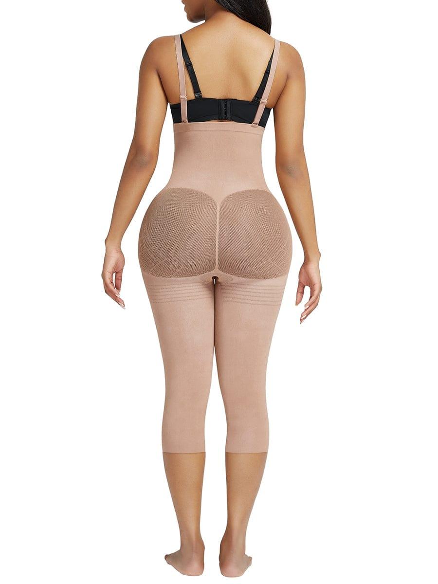 Black Plus Size Full Body Shaper With Open Crotch Smooth Silhouette - EliteShapeWear