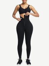 Black Waist Trainer 2-In-1 Leggings With Zipping Hourglass Figure - EliteShapeWear