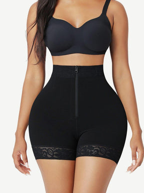 Front Zipper Butt Lifter Shorts High Waist Curve-Creating - EliteShapeWear