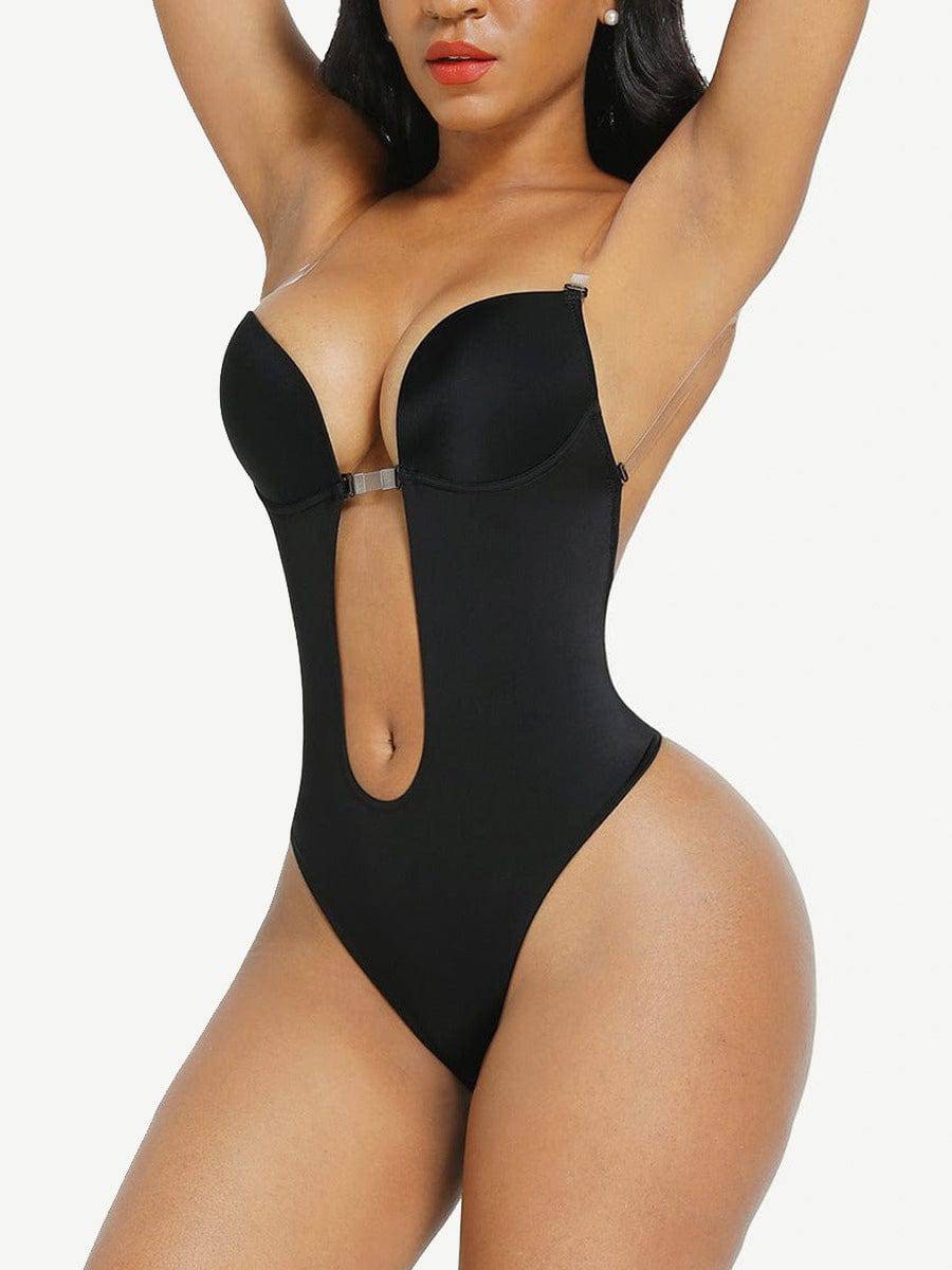 High Waist 30D Fabric Tummy Control Bodysuit with Nubuck Shoulder Straps - EliteShapeWear