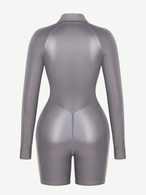 One-Piece Long-Sleeved Sports Silver Film Sauna Suit - EliteShapeWear