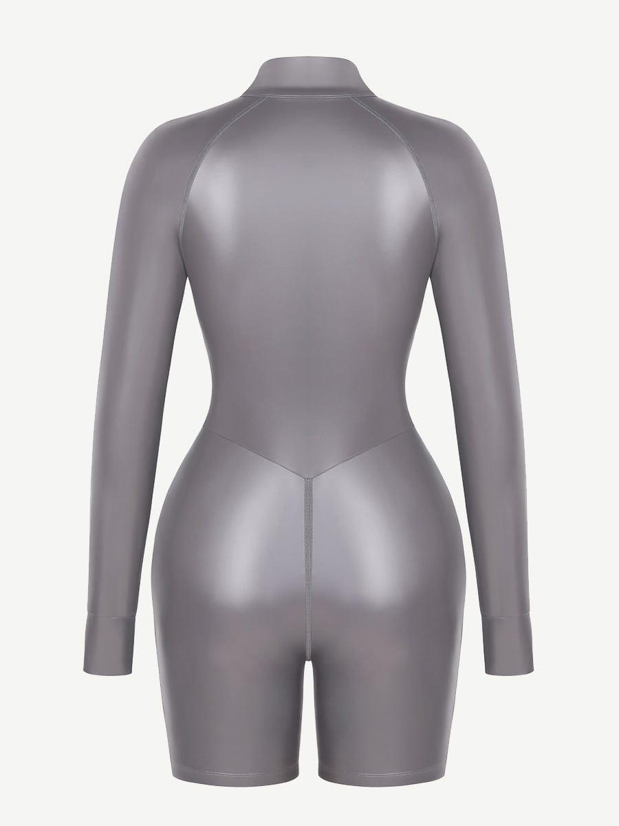 One-Piece Long-Sleeved Sports Silver Film Sauna Suit - EliteShapeWear