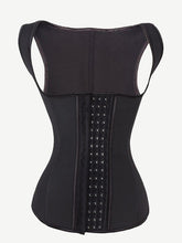 Latex Corset Waist Cincher Vest with 4 Row Hook Black Plus Size - EliteShapeWear