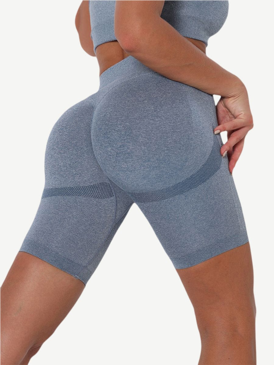 High Waist Solid Color Yoga Shorts Contouring Sensation - EliteShapeWear