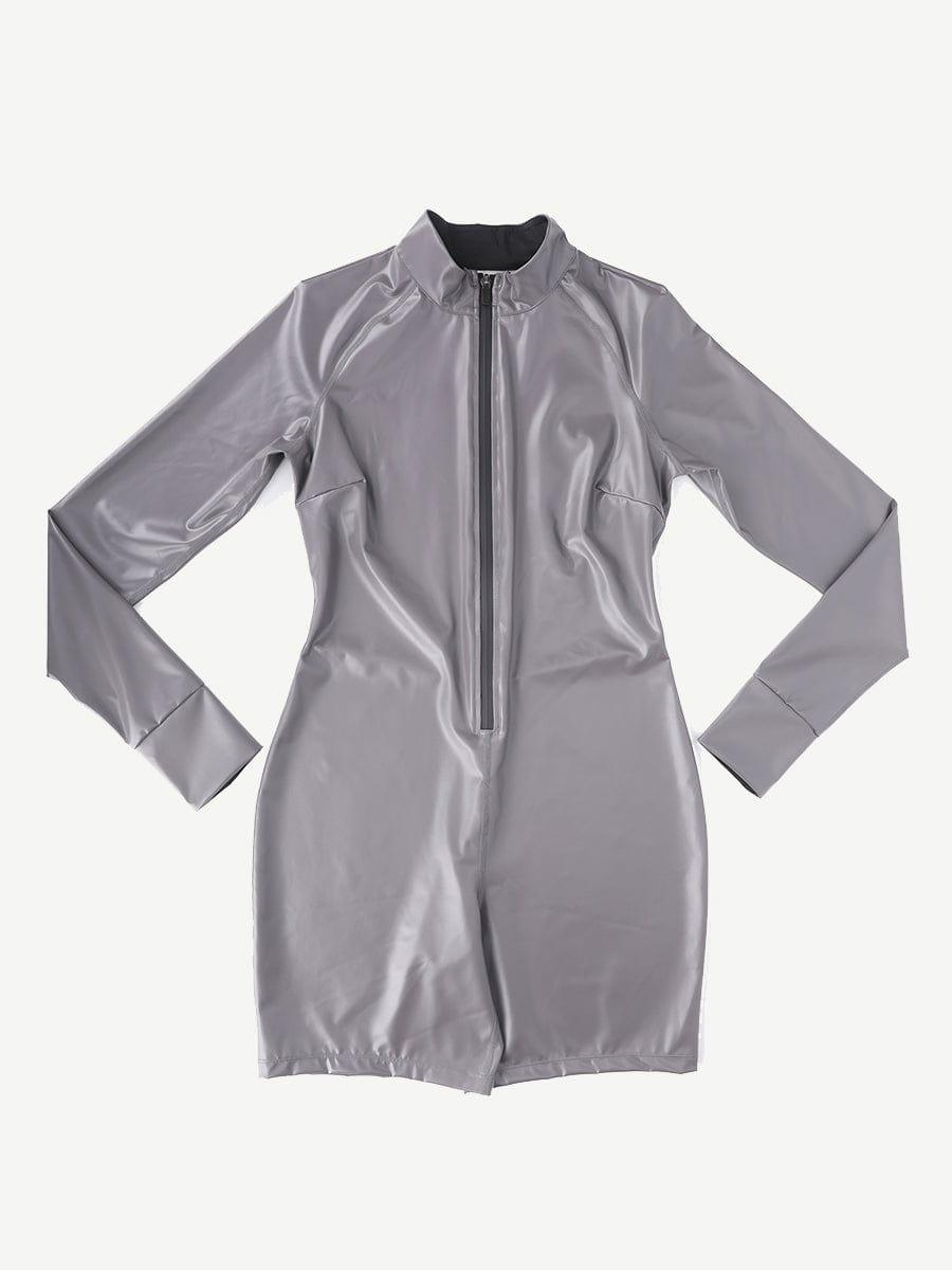 One-Piece Long-Sleeved Sports Silver Film Sauna Suit - EliteShapeWear