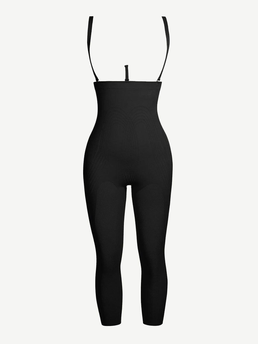 Black Plus Size Full Body Shaper With Open Crotch Smooth Silhouette - EliteShapeWear