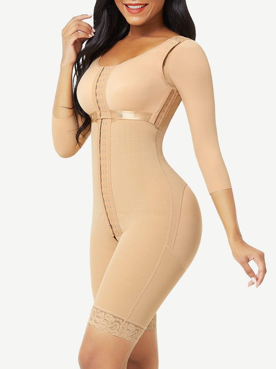 Lace Trim Hourglass Post-surgical Body Shaper With Sleeves Good Elastic - EliteShapeWear