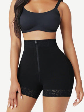 Front Zipper Butt Lifter Shorts High Waist Curve-Creating - EliteShapeWear