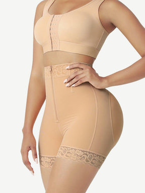 Front Zipper Butt Lifter Shorts High Waist Curve-Creating - EliteShapeWear