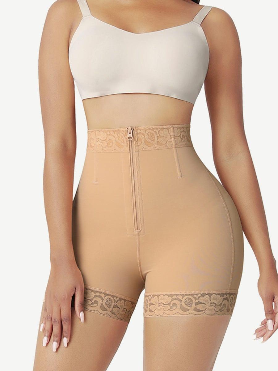 Front Zipper Butt Lifter Shorts High Waist Curve-Creating - EliteShapeWear