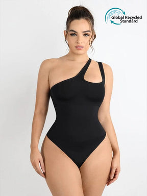 Wholesale One-shoulder Cut Out Waist and Abdomen Compression Shapewear Bodysuit