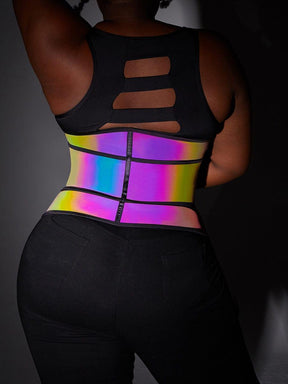 Rainbow Reflective Latex Waist Trainer Abdominal Slimmer Private Label Waist Trainer - EliteShapeWear