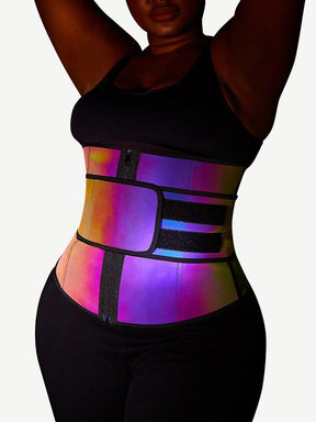 Wholesale Rainbow Reflective Latex Waist Trainer Abdominal Slimmer Private Label Waist Trainer