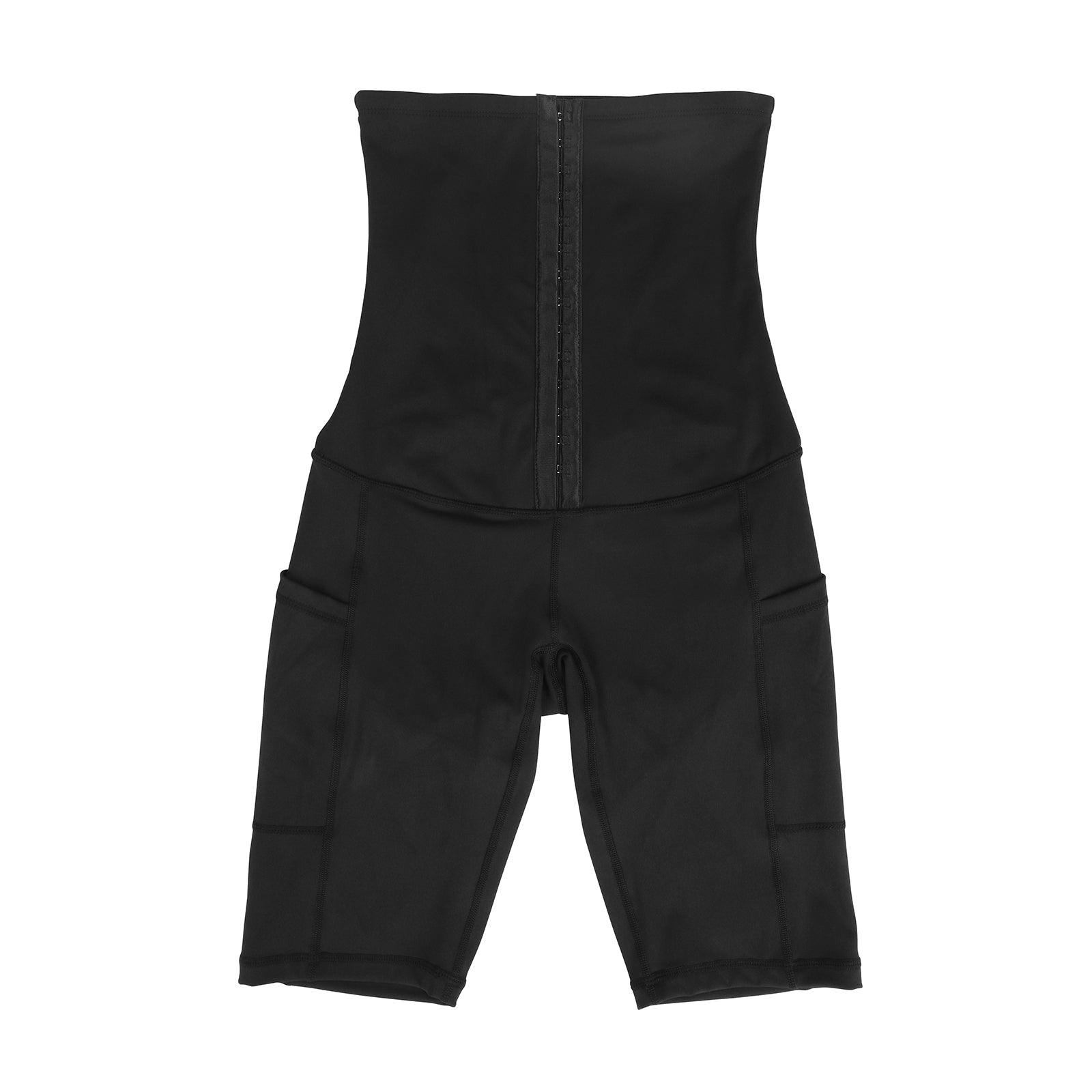 Black Knee Length Tummy Control Waist Trainer Shorts - EliteShapeWear