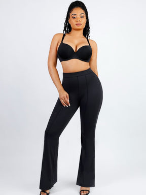 High Waist Trimming Tummy Tuck Leg Shaping Flare Pants - EliteShapeWear