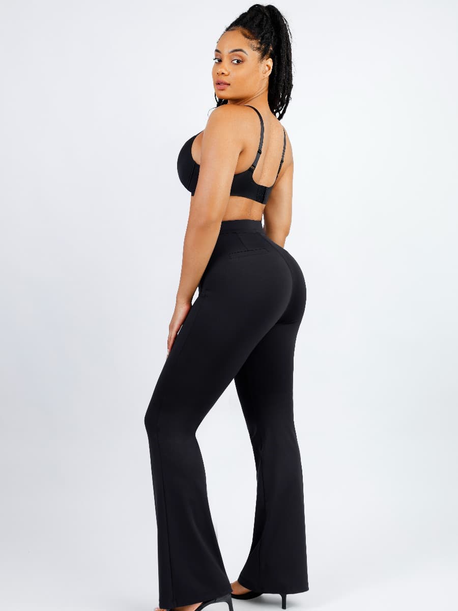 High Waist Trimming Tummy Tuck Leg Shaping Flare Pants - EliteShapeWear