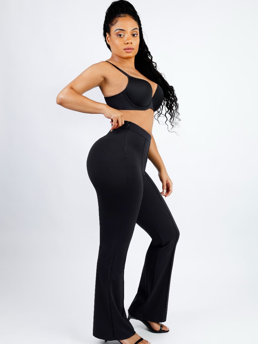 High Waist Trimming Tummy Tuck Leg Shaping Flare Pants - EliteShapeWear