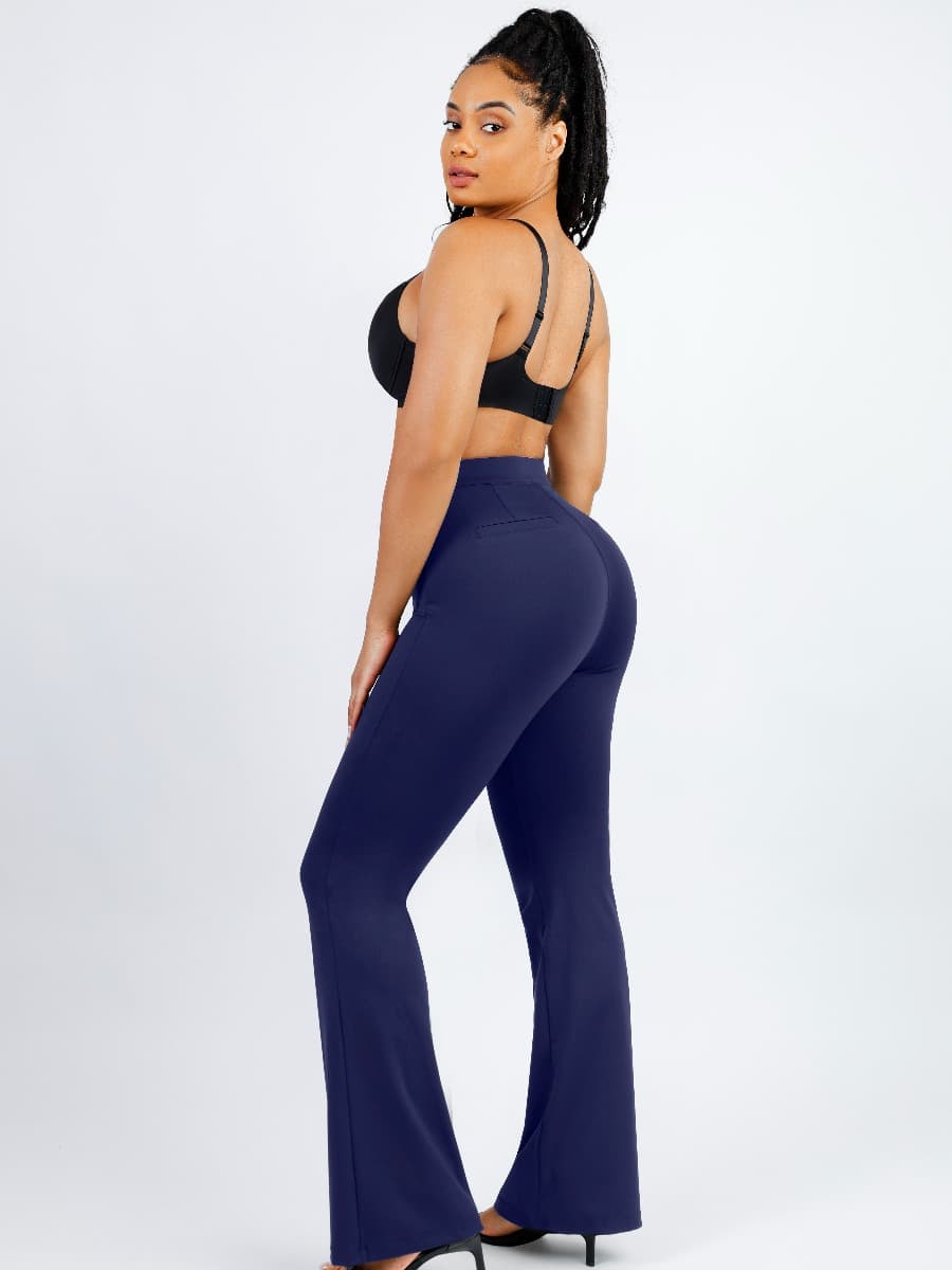 High Waist Trimming Tummy Tuck Leg Shaping Flare Pants - EliteShapeWear